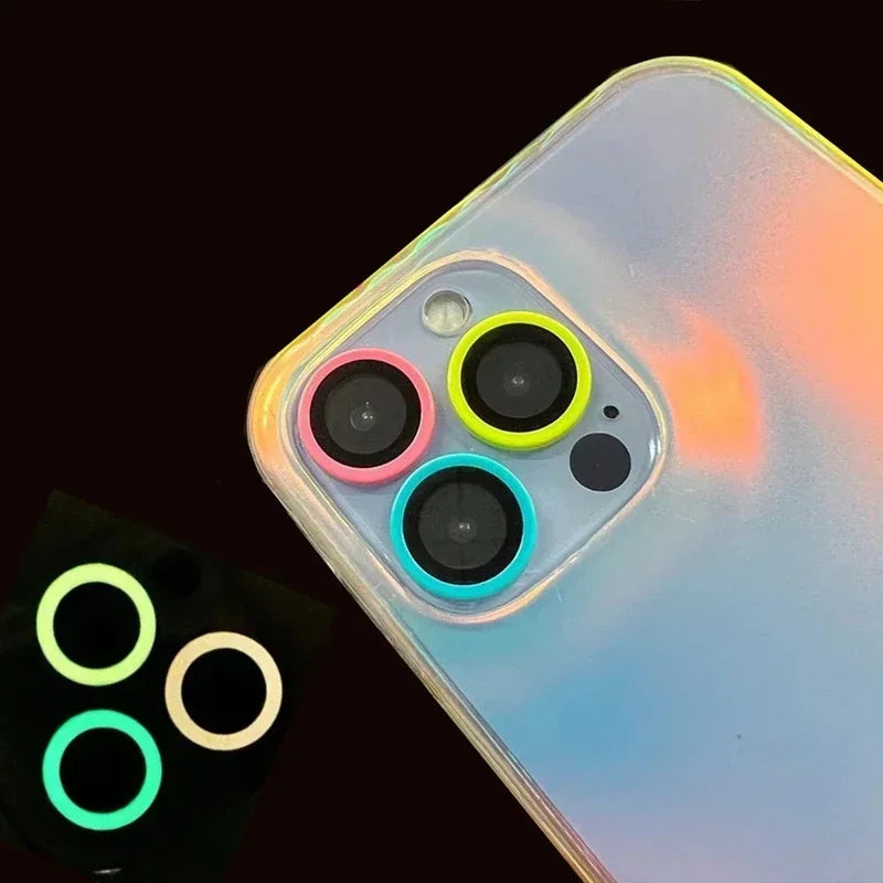 Luminous Ceramic Camera Protector Film For iPhone 14 13 12 11 15 Pro Max 14 Plus 12 13 mini Lens Ring Tempered Glass Glowing Cap