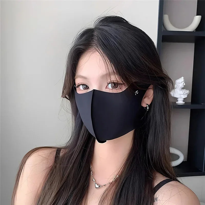 Ice Silk Summer Mask For Women Men Breathable UV Protection Face Cover Thin Invisible Outdoor Sports Cycling Sunscreen Masks New