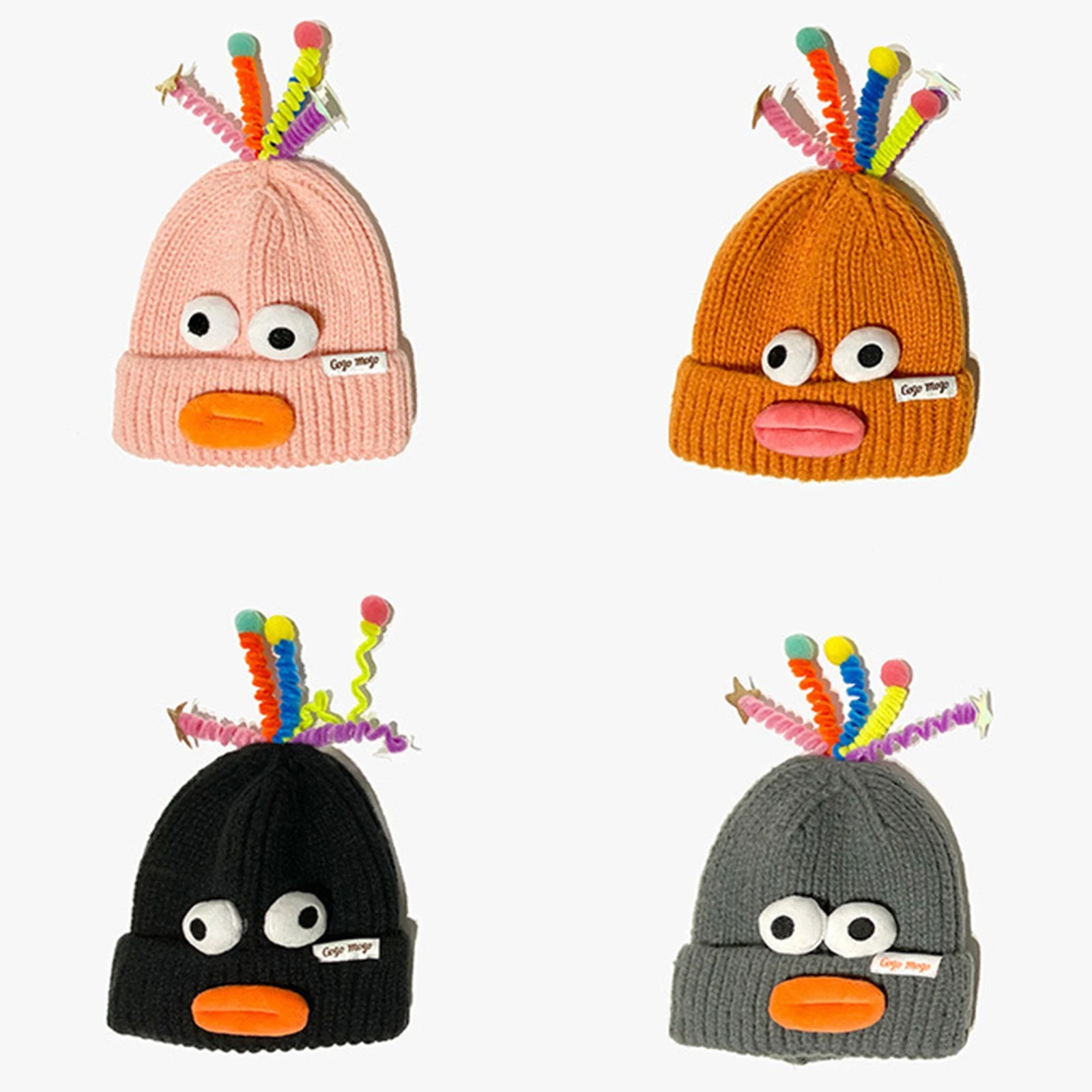 Women's Hat Funny Cartoon Sausage Mouth Wool Hat Knitted Ear Protectioned Hat Winter Warm Cute Big Head Cute Funny Hat