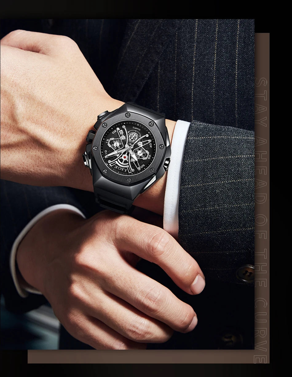 LIGE Mens Watches Top Brand Luxury Fashion Waterproof Watch For Men Silicone Sport Military Chronograph Wristwatch Montre Homme