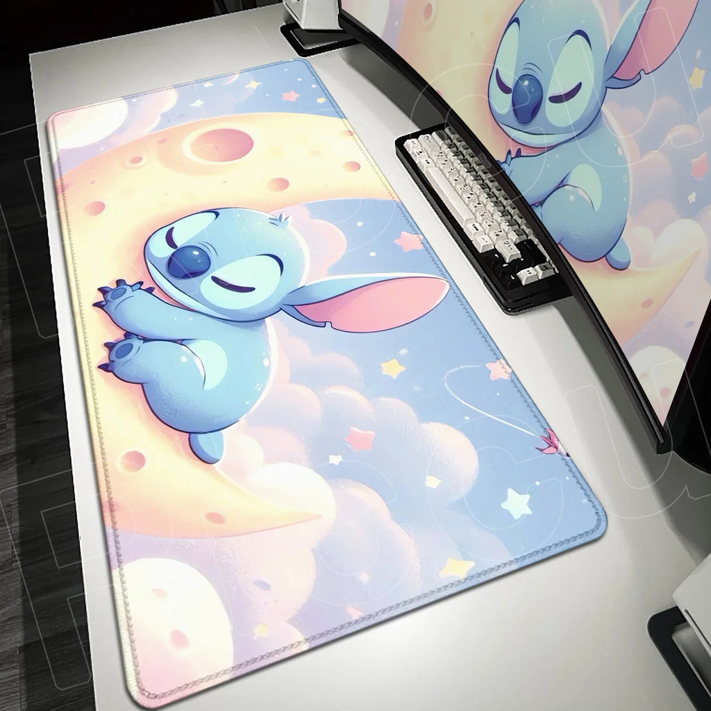 Large Gaming Mice Pad Kawaii Anime Stitch Mousepad Gamer Mausepad XXL Computer Office Speed Deskmat Keyboard Cabinet Accessories