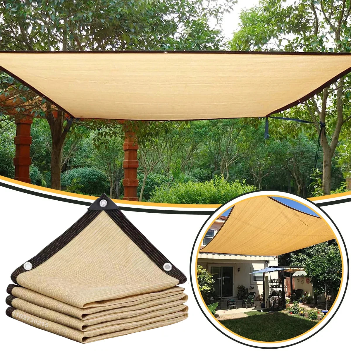 HDPE UV Protection Shade Net: Beige Sunscreen Mesh Fabric for Plant Shed, Outdoor Garden Sunshade & Patio Cover