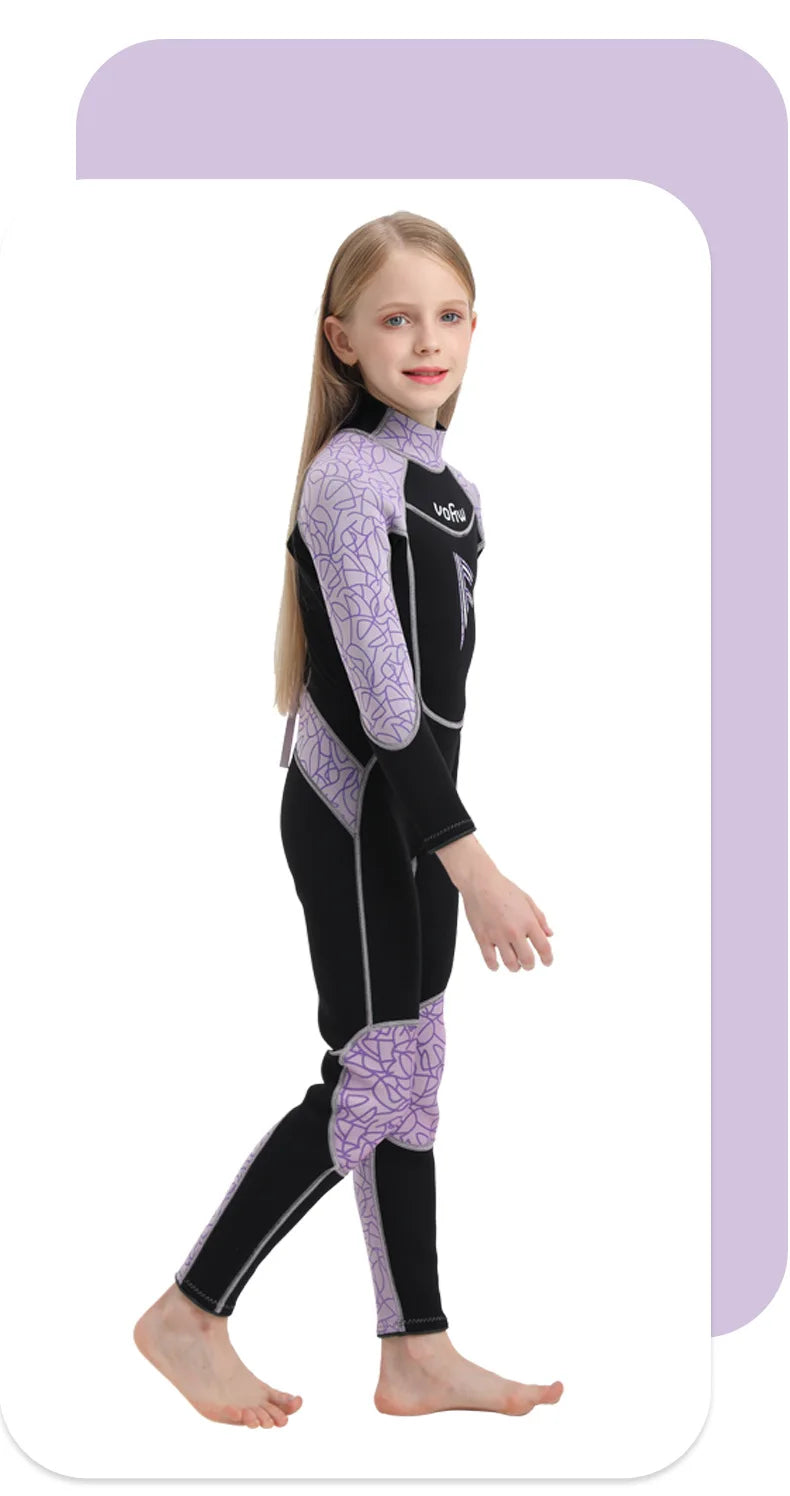Children's 2mm 3mm Neoprene Wetsuit One-piece Long Sleeve Diving Suit Cold Proof Sunscreen Surfing Swimming Snorkeling Swimsuit