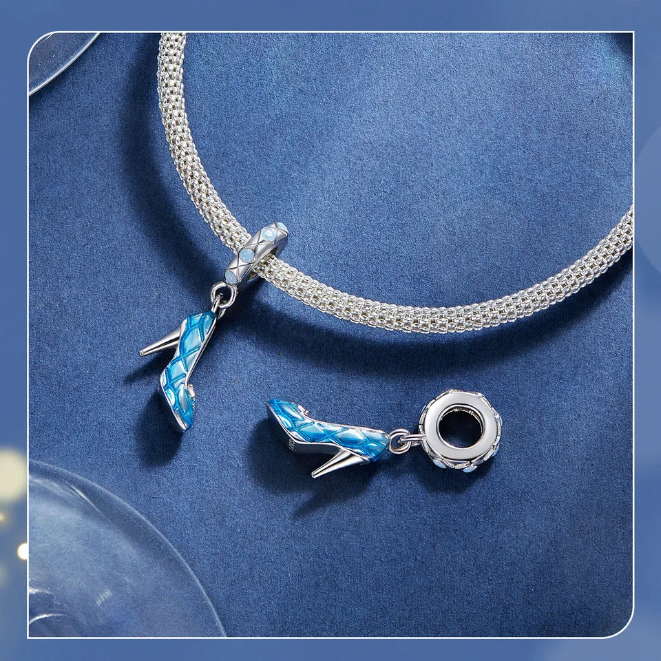 BISAER 925 Sterling Silver Summer Vacation Charm Bead Lipstick Sunglasses High Heels Airplane Pendant Fit Women DIY Bracelet
