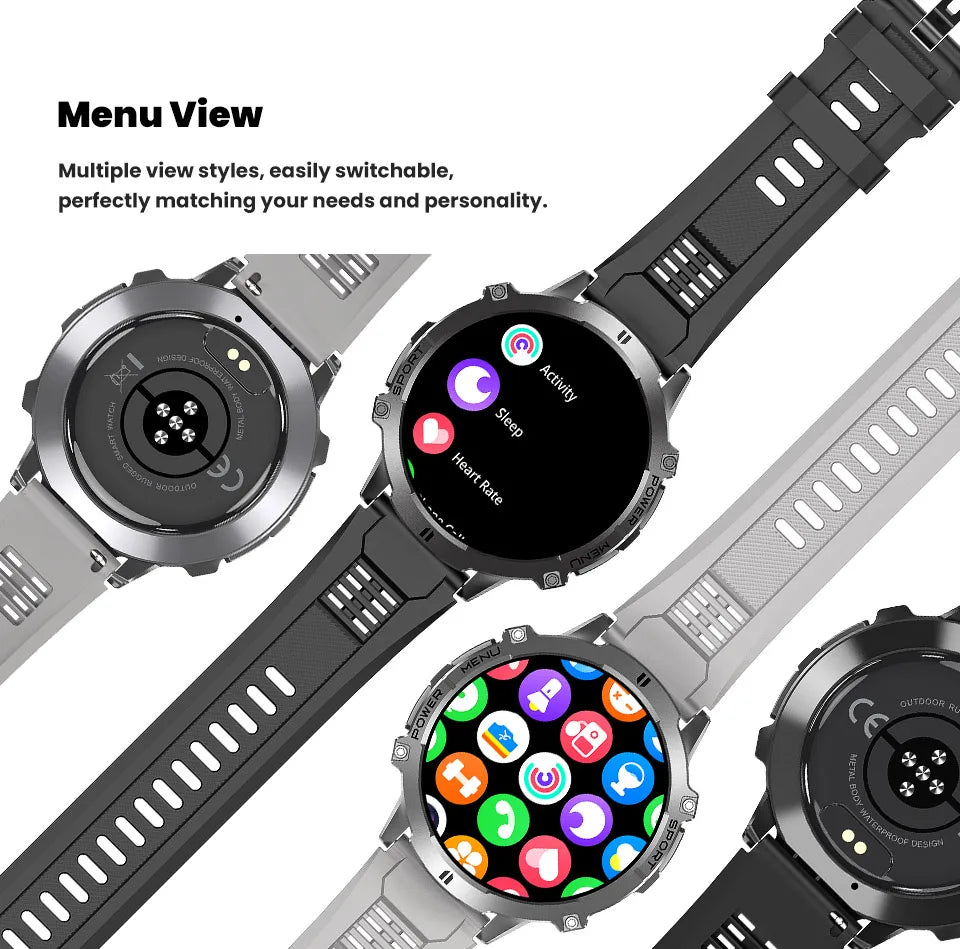 2026 Military TANK X3 Smart Watch Men 1.73" AMOLED Screen 5ATM Waterproof 1000mAh Battery GPS Sports Fitness Track Smart Watches