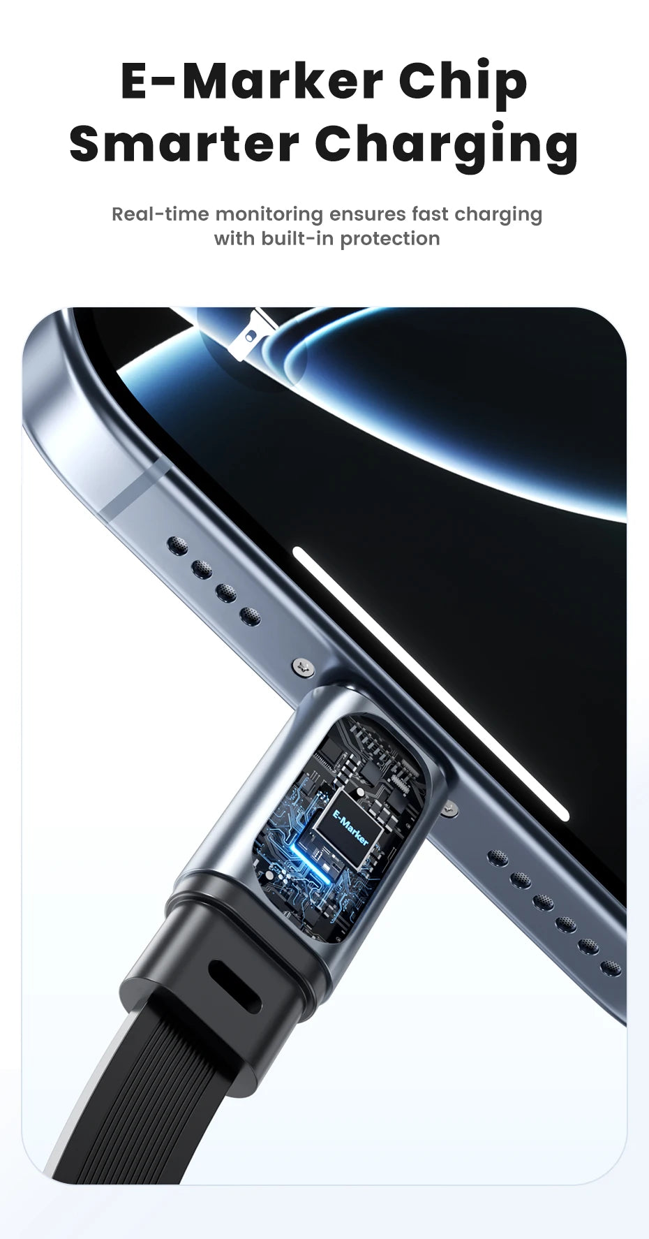 Toocki PD100W USB-C Cable Magnetic Slot Design 7 Adjustable Length 1M Retractable USB C to Type C Cable for iPhone 16 15 AirPods