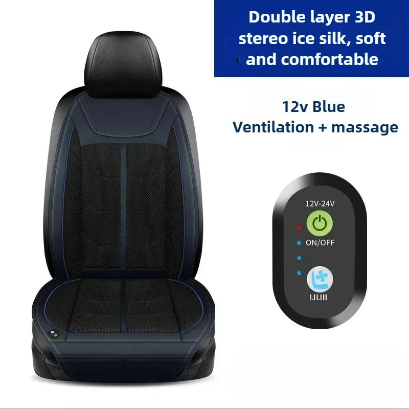 New Ventilated 12V 24V Cooling Car Seat Cushion Air Conditioned Heat Dissipation Ice Silk Pad Universal For Cars SUVs Trucks
