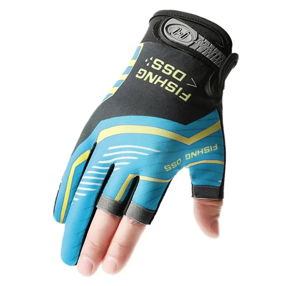 High Quality Fishing Gloves for Men Summer Fishing Road Sub Sunscreen and Anti Slip Ice Silk Breathable Thin Three Finger Gloves