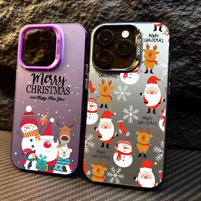 New Style Christmas Pattern Phone Case For iPhone 16 15 14 13 12 11 Pro Max XS X XR 7 8 16 Plus SE 2022 Shockproof Hard Cover