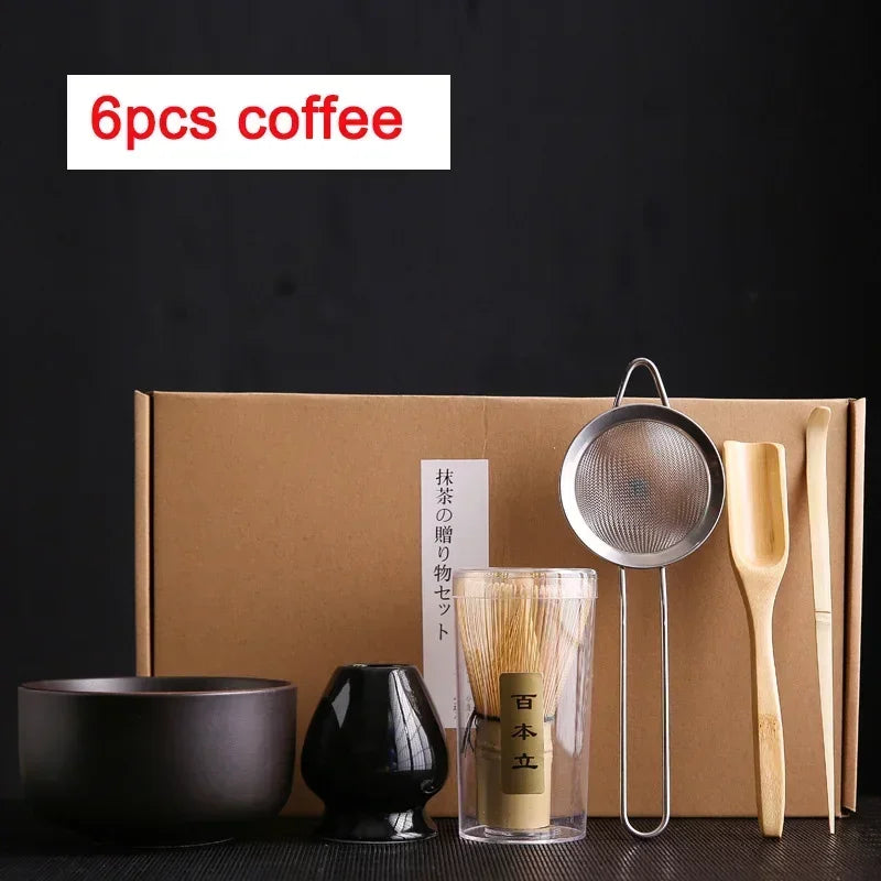 4pcs 6Pcs Handmade Home Easy Clean Matcha Tea Set Tool Stand Kit Bowl Whisk Scoop Gift Ceremony Traditional Japanese Accessories