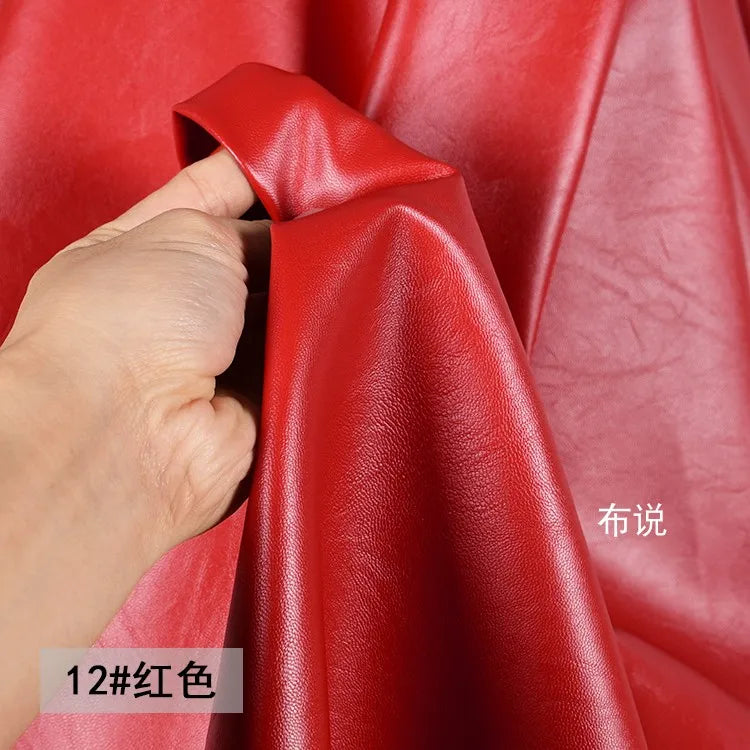 PU Soft Leather Fabric Artificial Leather Waterproof Micro Elastic Clothing Bag Designer Cloth Apparel Diy Sewing
