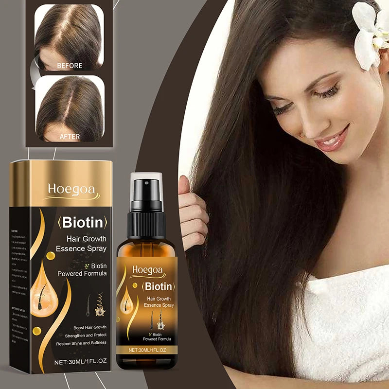 Biotin Fast Hair Growth Spray Anti Hair Loss Serum Prevent Baldness Treatment Scalp Beard Beauty Essence Hair Care Products 30ml