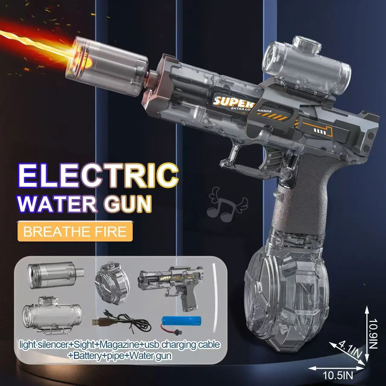Summer Outdoor Fully Automatic Electric Water Gun Toy With Lights, Boys Beach Pool Battle Shooting Gun Toy Gift