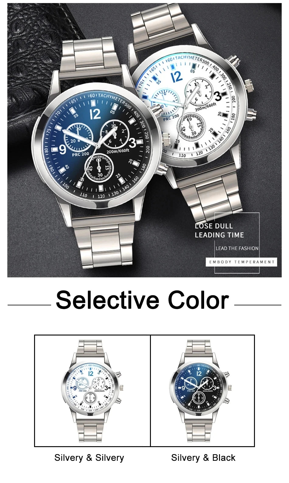 2Pcs/Set Fashion Mens Stainless Steel Bracelet Watches Luxury Quartz Wristwatch Clock Business Casual Watch Relogio Masculino