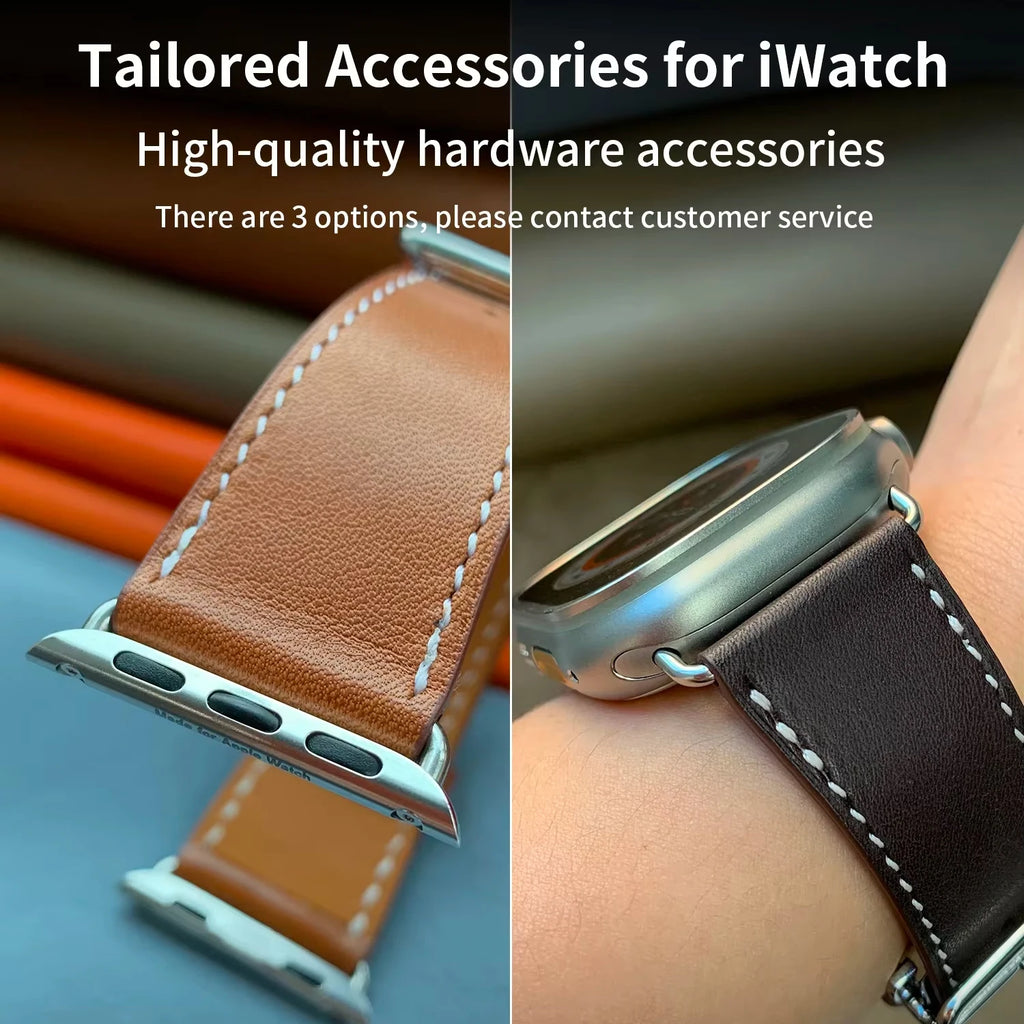Kebitt High Quality Iwatch Ultra3 Genuine Leather Band Deployment Buckle Strap For Apple Watch Series11 10 9 8 7 Se 3 46 45 49mm