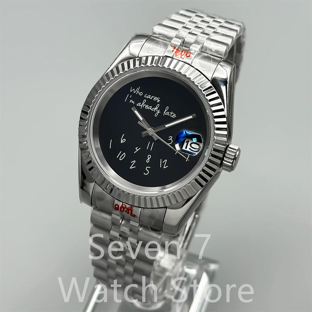 New DIY personality fashion mechanical watch polished teeth fixed frame sapphire glass NH35A automatic movement