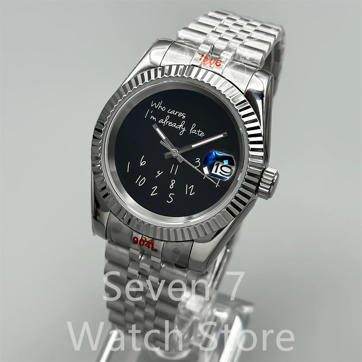 New DIY personality fashion mechanical watch polished teeth fixed frame sapphire glass NH35A automatic movement