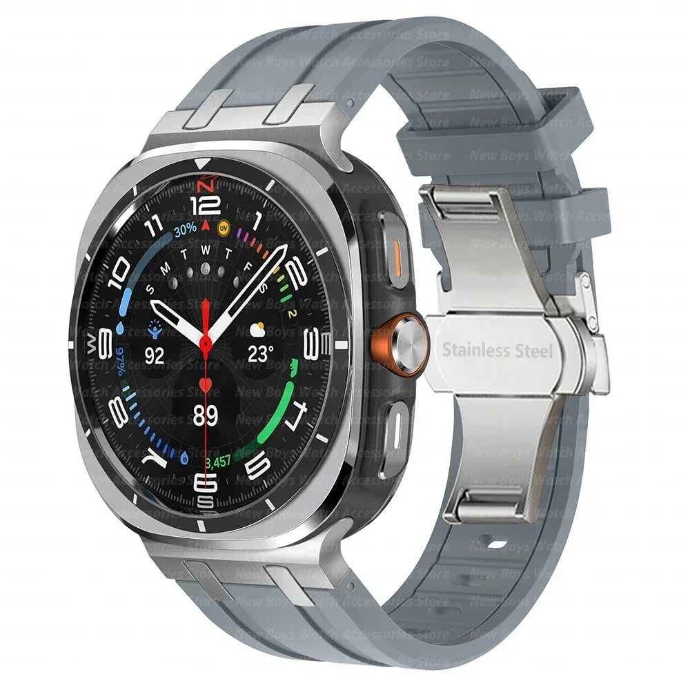 Luxury Sports Rubber Band for Samsung Galaxy Ultra Watch 47mm Curved End Silicone Strap for samsung ultra 7 47 47MM Men Bracelet