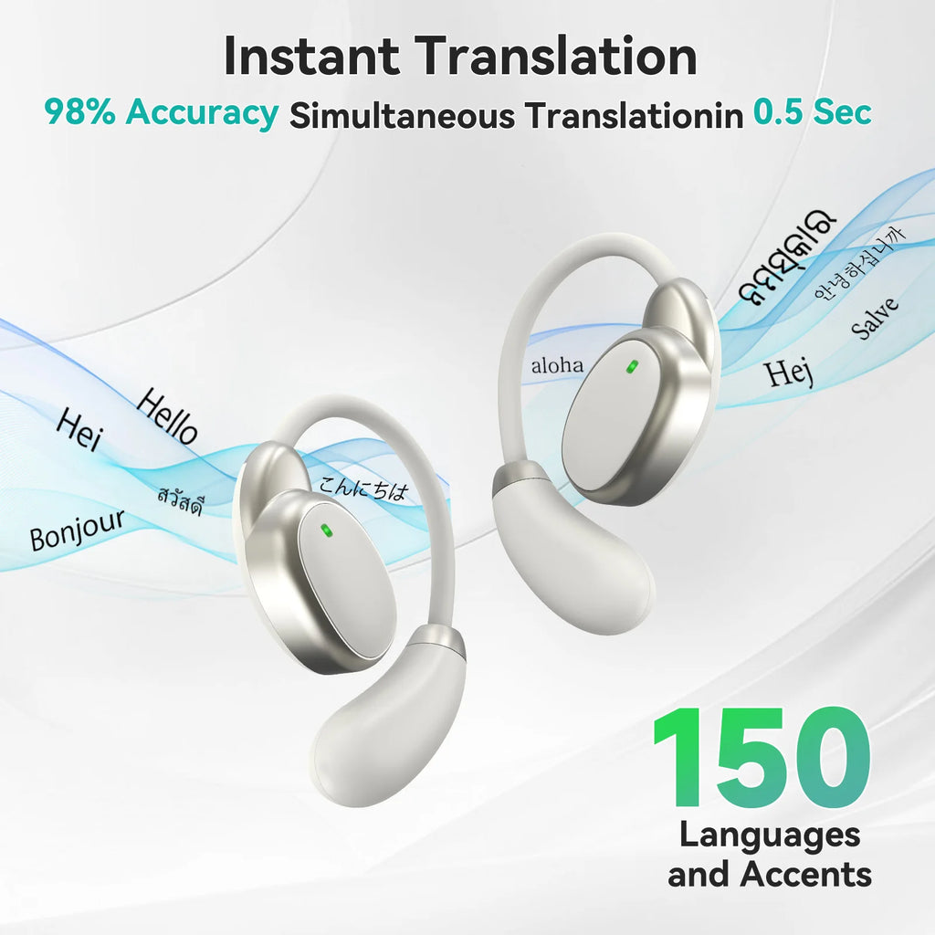Language Translator Earbuds 150 Languages Two-way Real-time Translation Instant Voice Translator for Travel Learning Business