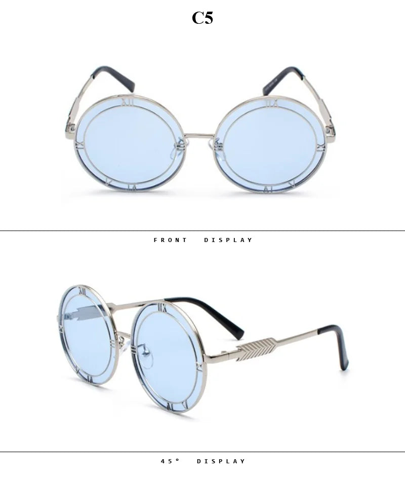 Designer Round Sunglasses For Women And Men Stylish Luxury Brand Unisex Glasses Punk Fashion Trend Eyewear UV400