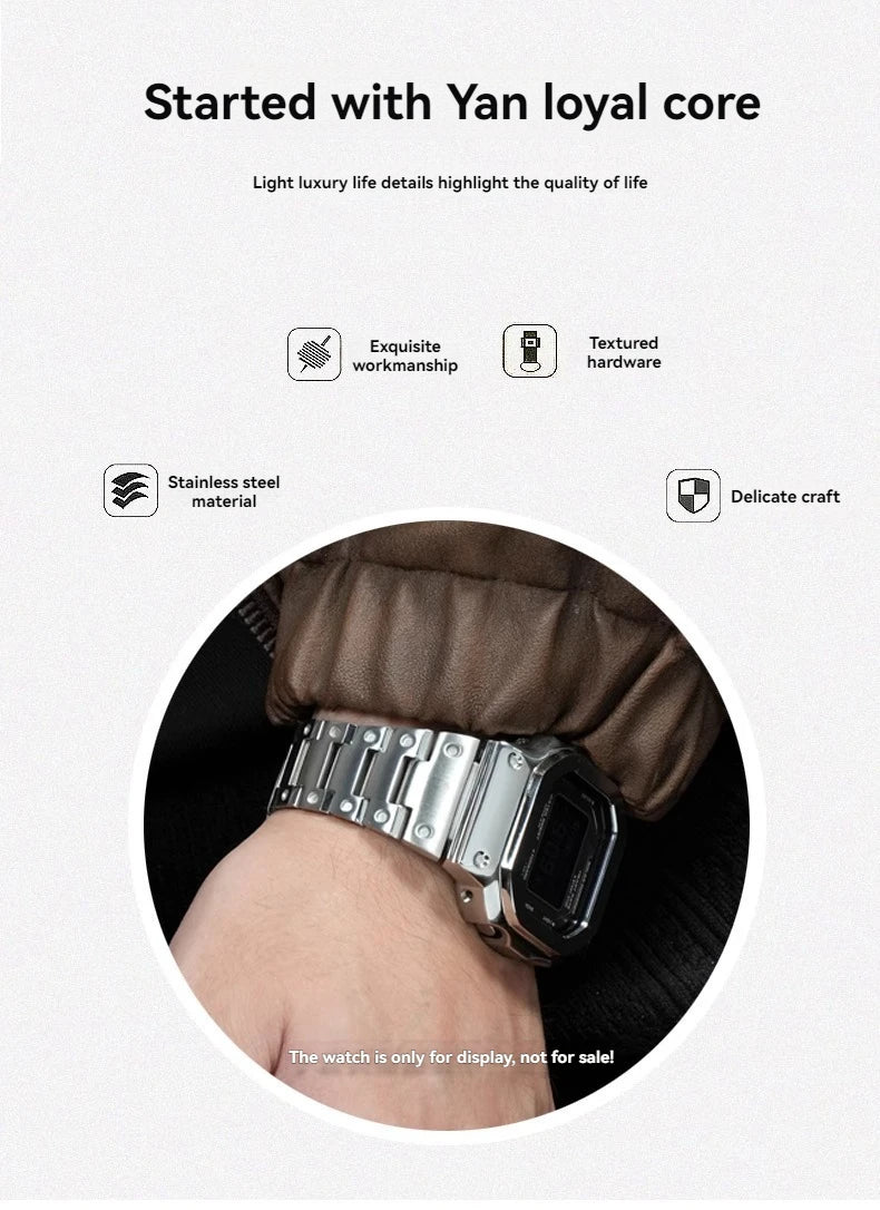 For Casio SHOCK Heart Rate Square DW-H5600 DW H5600 Stainless Steel Case Men's Stainless Steel Watch Strap Bezel Watchband Shell