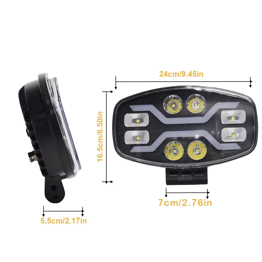 9 " LED Light SCAN- Off road Headlight Spotlight Truck Auxiliary Square Car Driving Flash White Yellow 100W 22000LM
