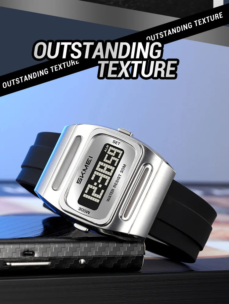 SKMEI 2563 New Solar Men's Digital Watch Silicone Strap Waterproof Multi functional Electronic Watch Alarm Clock reloj hombre