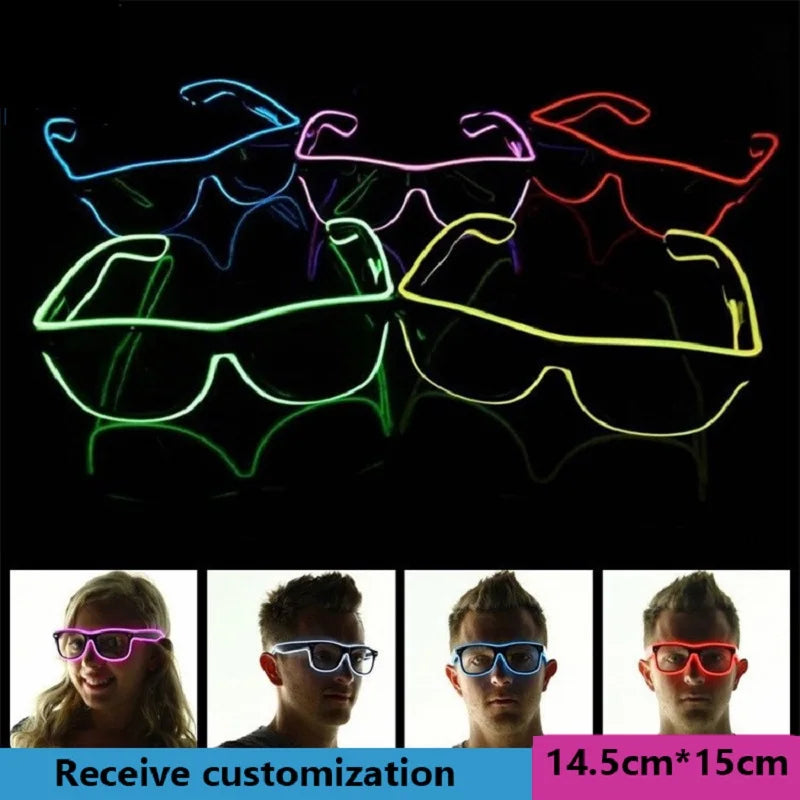 Led Glasses Neon Party Flashing Glasses Novelty Gift EL Wire Glowing Gafas Luminous Bril  Glow Sunglasses Bright Light Supplies