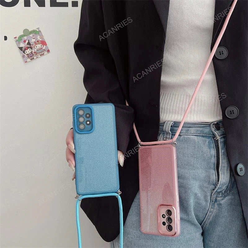 For Honor Magic 7 Lite 5G 6 5 4 X9c X7c X9b X8b X7b X9a Crossbody Lanyard Clear Glitter Silicone Soft Case Mgic7Lite 7lite Cover