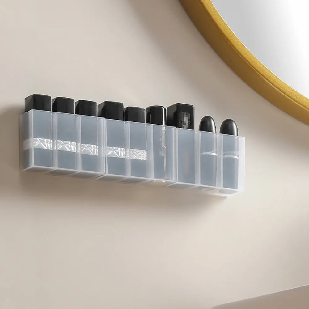 Wall Mounted 3Grids Jewelry Box Cabinet Self-adhesive Sundries Storage Box Eyebrow Pencil Lipstick Lip Glaze Organizer DROPSHIP