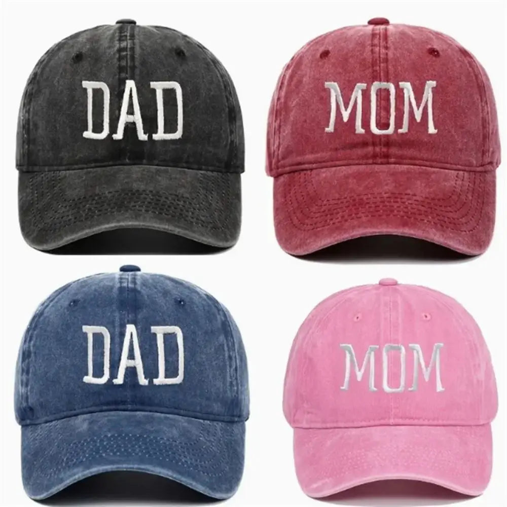 Fashion DAD MOM Embroidery Baseball Caps Adjustable Hiphop Baseball Hats Distressed Faded Cap Vintage Sunscreen Hats