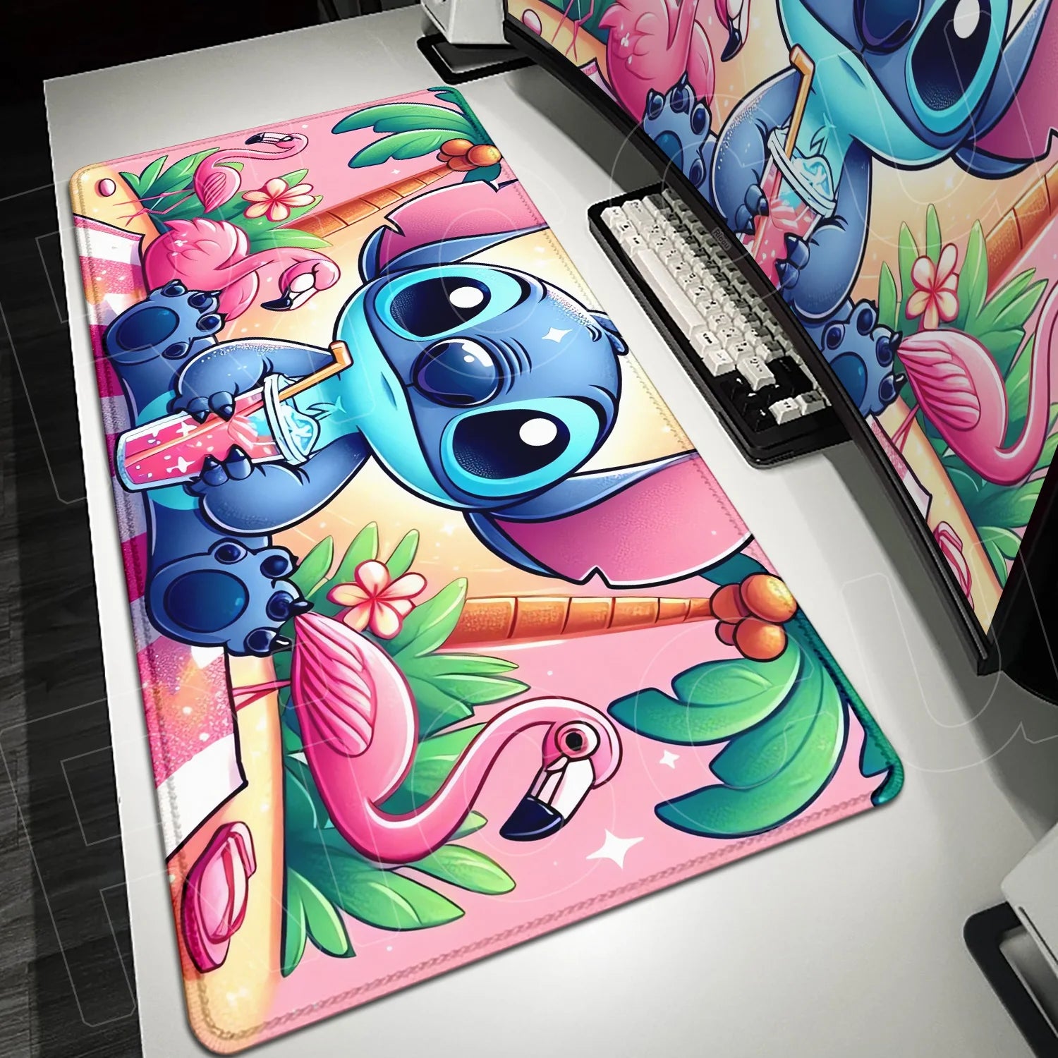 Large Gaming Mice Pad Kawaii Anime Stitch Mousepad Gamer Mausepad XXL Computer Office Speed Deskmat Keyboard Cabinet Accessories