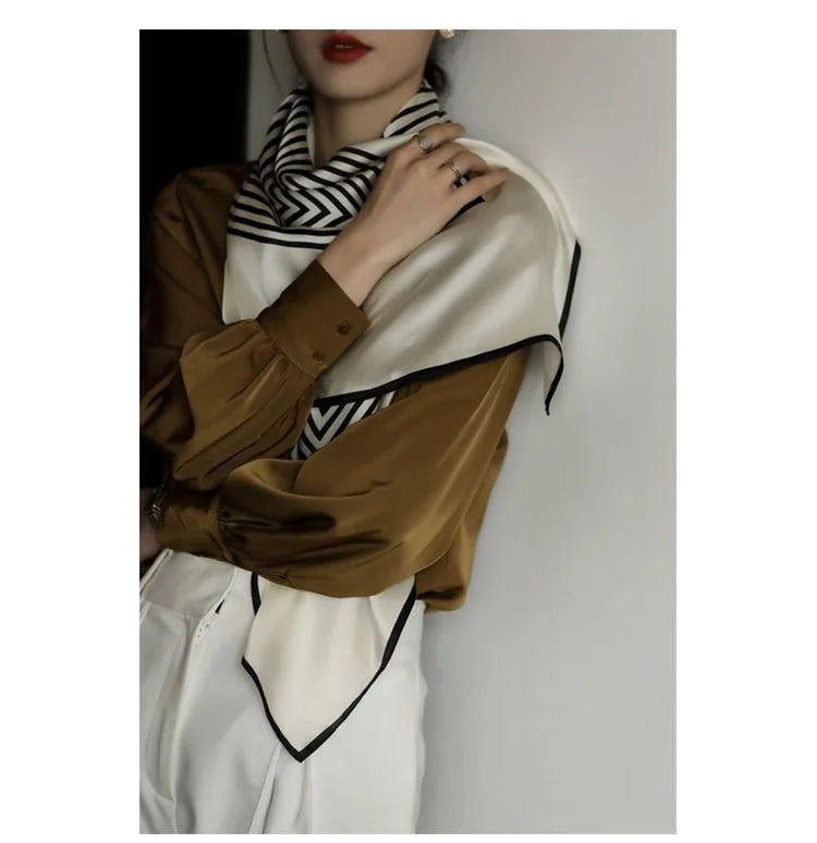 2026 new 90cm new striped women's professional square headscarf travel sunscreen scarf unique and chic accessories