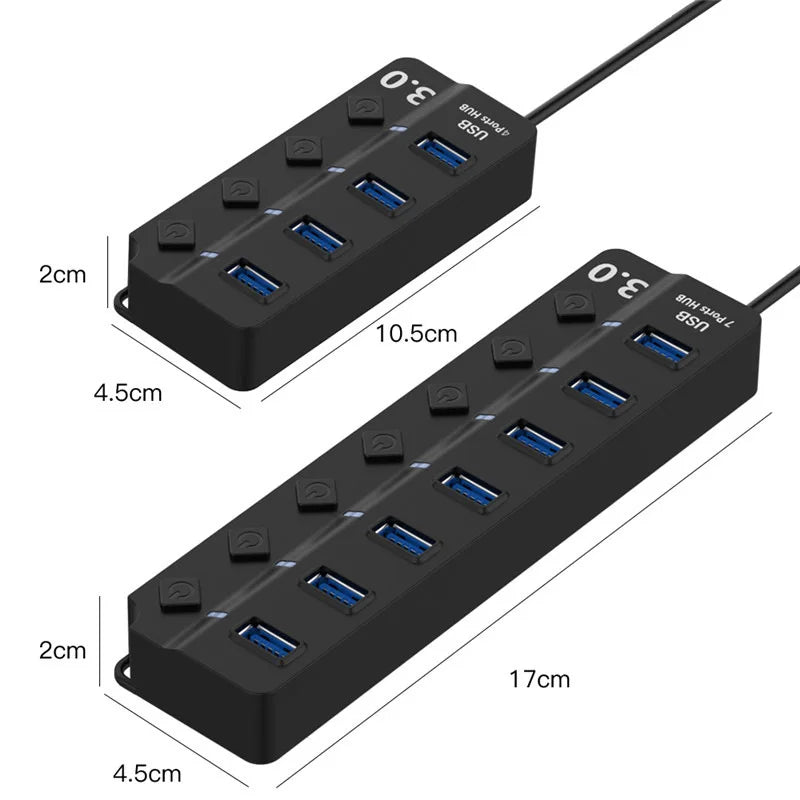4/7 Port Multi USB 3.0 Power Adapter USB Splitter Hub USB Hub 2.0 USB Multiple Expander Switch 30CM Cable Hub Docking Stations