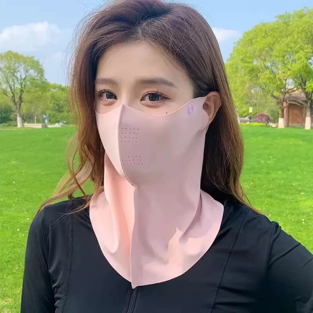 2PCS Ice Silk Sun Protection Mask Anti-Ultraviolet Neck Guard 3D Mask Summer Breathable Eye Protection Face Mask