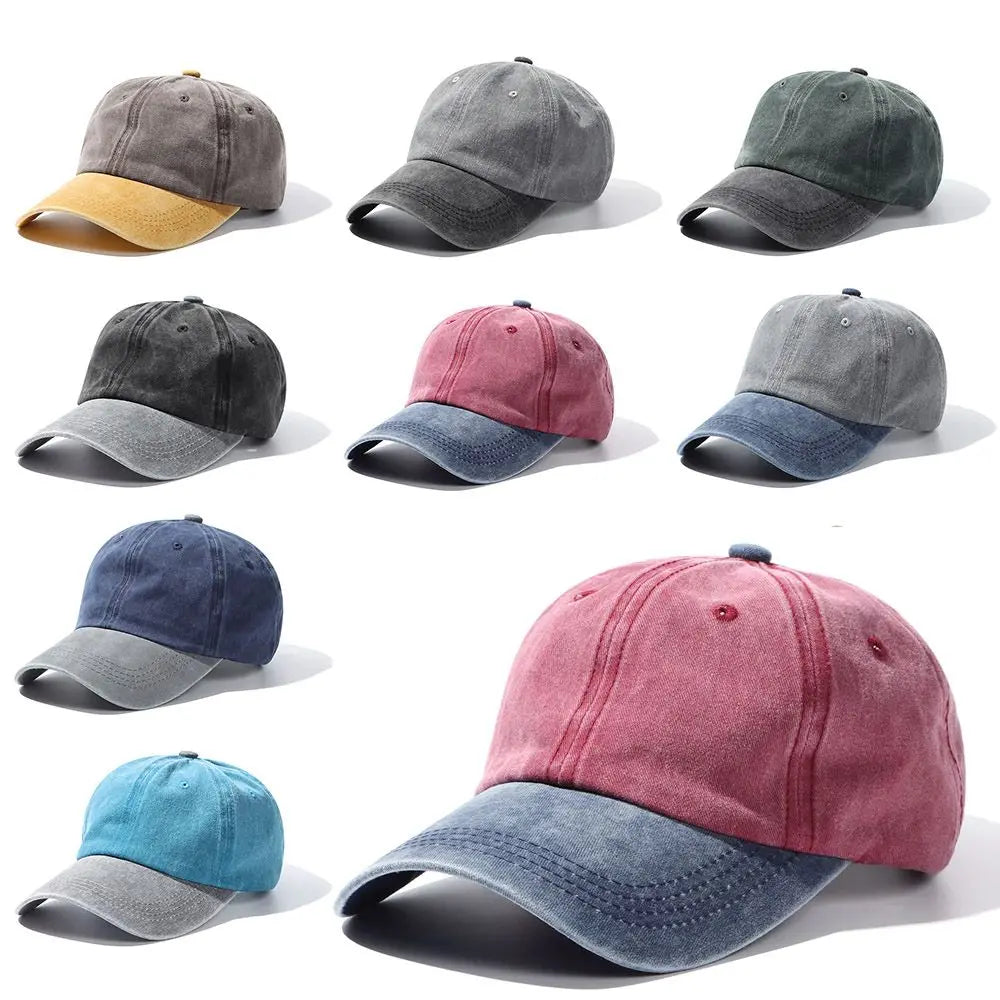 Fashion WASHED DENIM Baseball Cap Men Women Distressed Faded Caps Sunscreen Hats Adjustable Baseball Hats Outdoor Sports Hats
