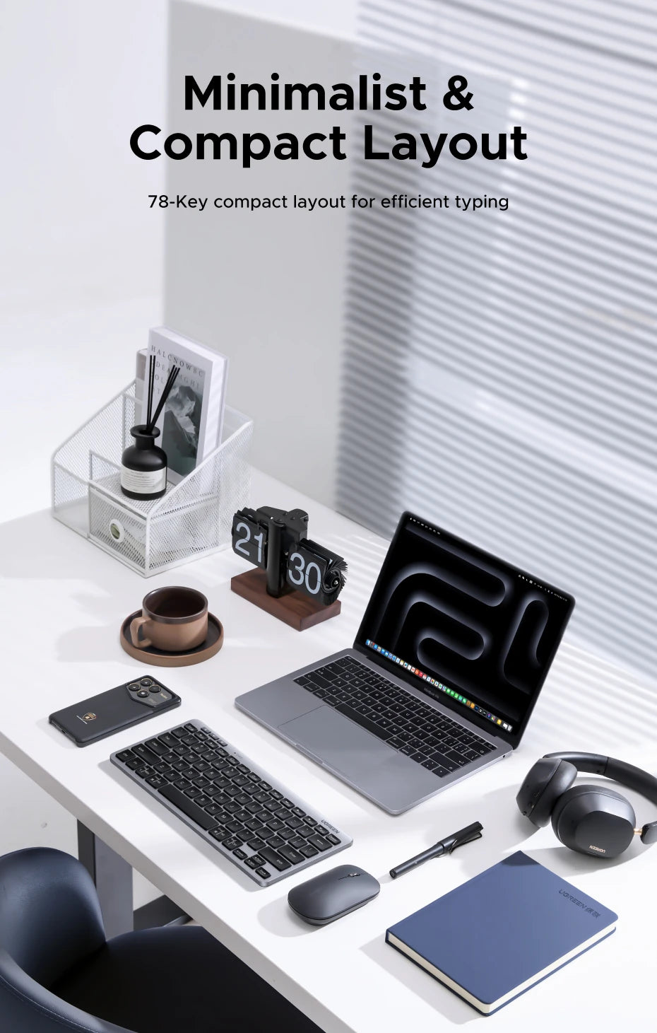 UGREEN Wireless Keyboard Bluetooth 5.3 & 2.4G Wireless Russian/EN 78 Keycaps For MacBook iPad PC Tablet