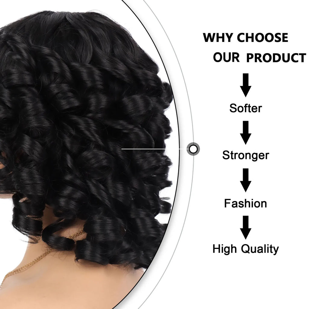 Tereshar Synthetic Short Afro Curly Wig with Bangs Big Bouncy Fluffy Short Kinky Curly Wig for Women Girls
