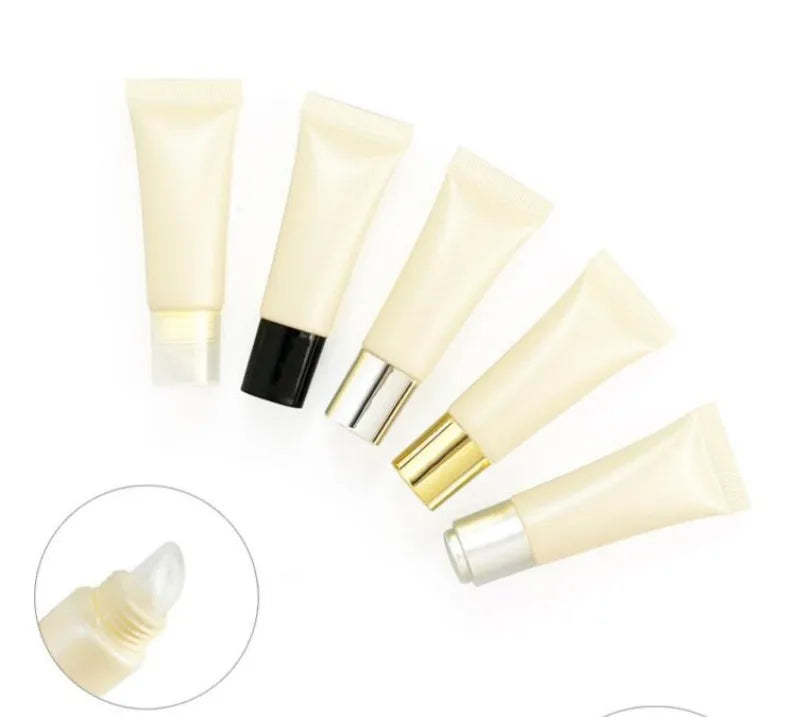 Wholesale New 10/15ml Cosmetic Soft Tubes Pearly Beige Lipstick Bottle Eye Cream Sample Tube Eye Massage Bottle Roll on Bottle