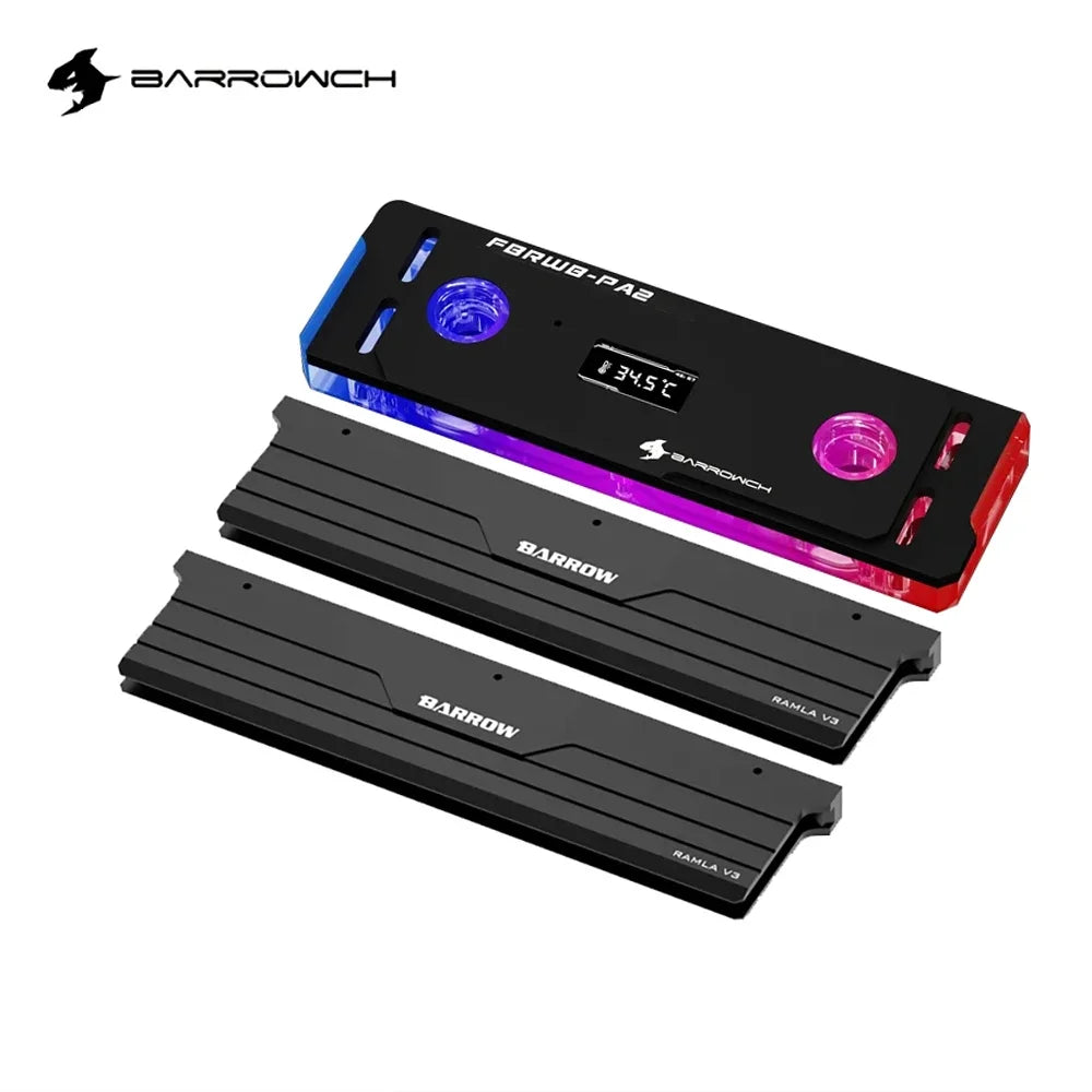 Barrowch DDR5/DDR4 Water cooler memory block memory water cooling block With TFT Digital Display 5v ARGB 3pin Lighting