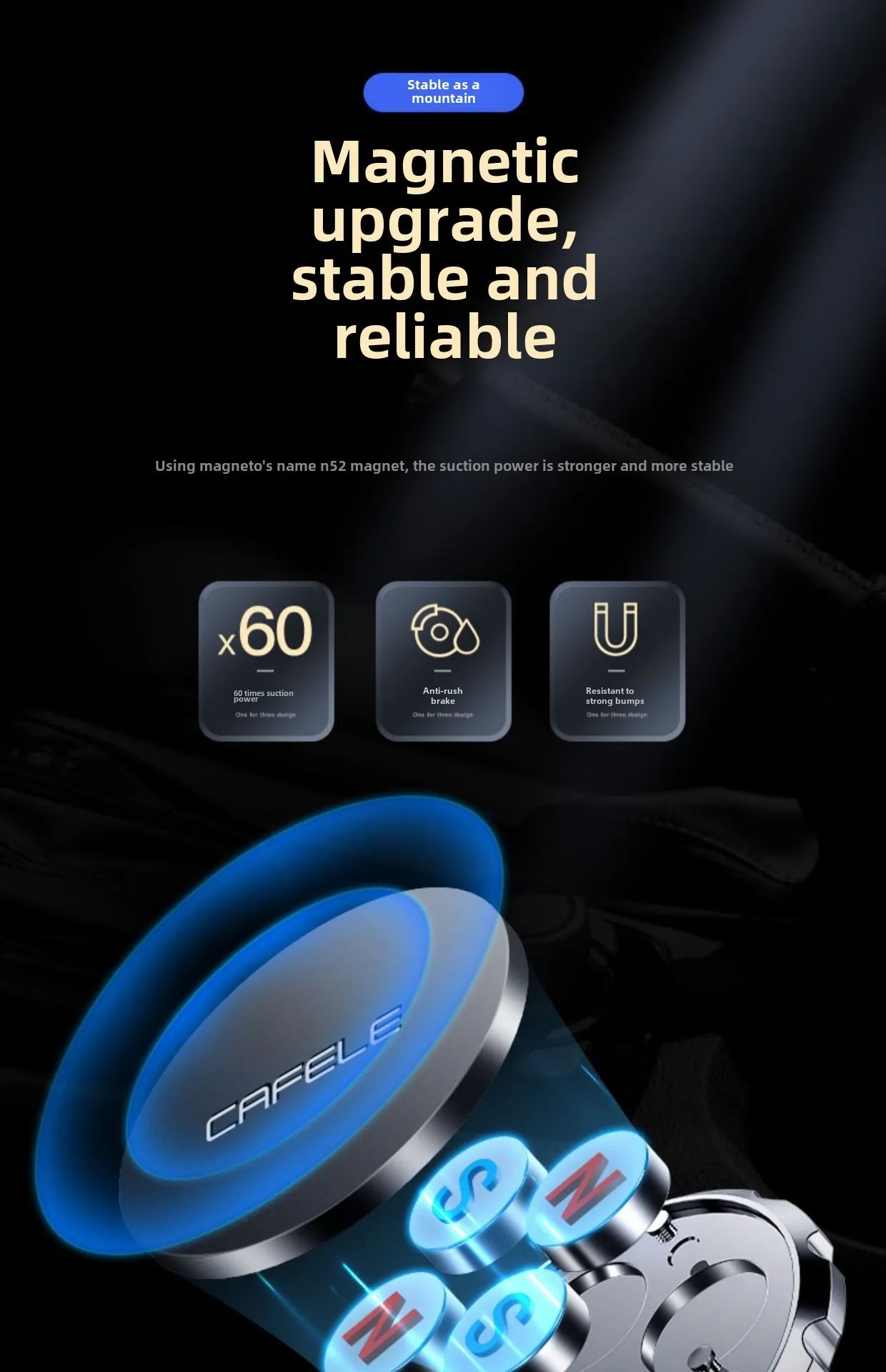 CAFELE Magnetic Car Phone Holder for Universal Phones Air Outlet Car Mount Air Vent Clip Car Stand Phone Accessories Brand New