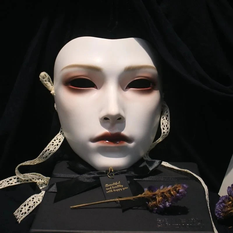Japanese Style Women Soul Mask Ancient Warrior Wearable Decor Mask Venice Dance Ball Party Dress Up Full Face Mask for Men Gift