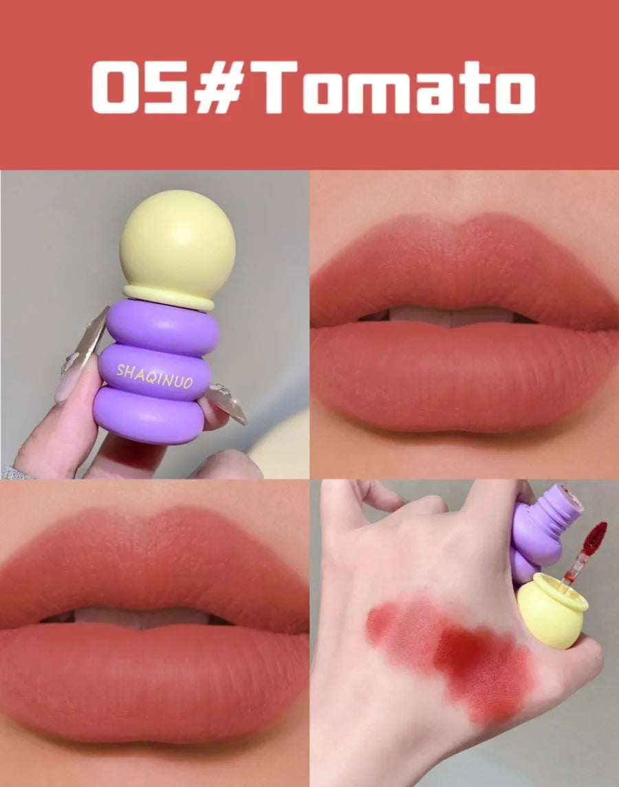 SHAQINUO Matte Lip Clay Lip Glaze, Contrasting Colors Matte Velvet Lip Clay Long-lasting Color Non-drying Lipstick