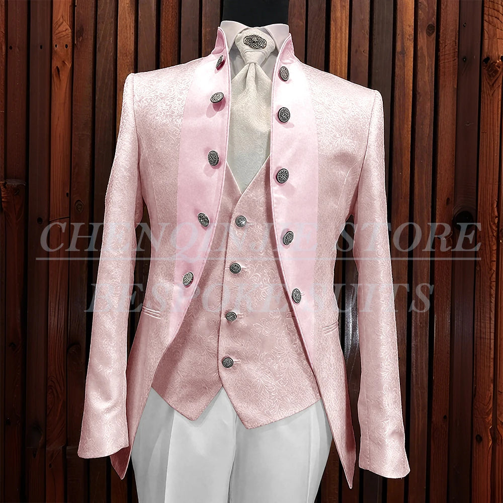 Formal Jacquard Men's Suits Elegant Wedding 3 Piece Jacket Pants Vest Blazer High Quality Full Sets Costume Homme Blazer 2025