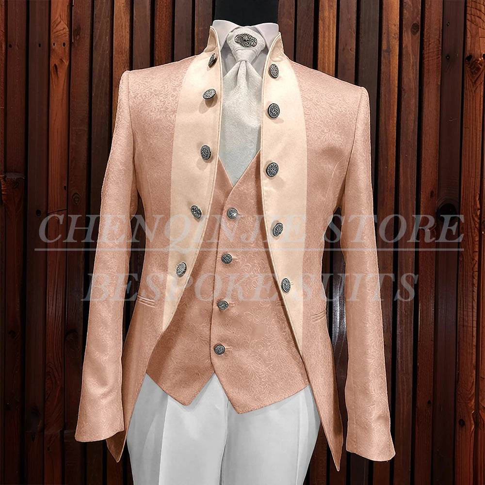 Formal Jacquard Men's Suits Elegant Wedding 3 Piece Jacket Pants Vest Blazer High Quality Full Sets Costume Homme Blazer 2025