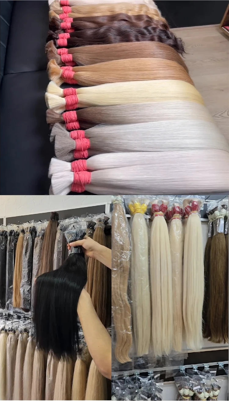 extensiones de cabello natural humano 100% natural original straight extensions raw vietnamese Indian human hair Bulk bundles