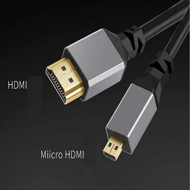 0.5-2.4M 4K Micro HDMI Cable 4K 60HZ Micro HDMI-Compatible TO HDMI Coiled Extension Flexible Spiral Cable  For PC Monitor TV