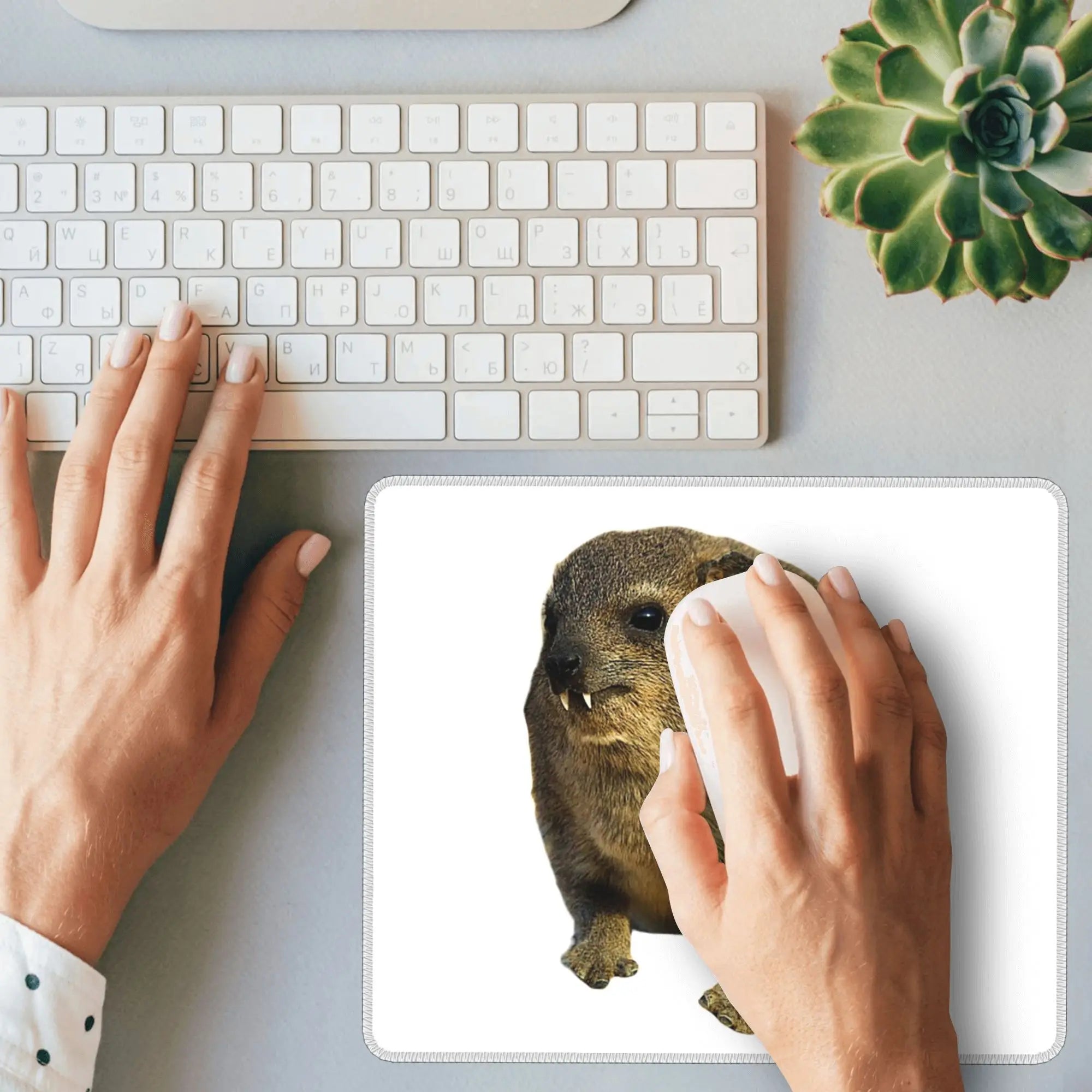 Cute rock hyrax Mouse Pad Computer Keyboard Mouse Mat Gaming PC Laptop Desk Mat Office Accessories Table Mats