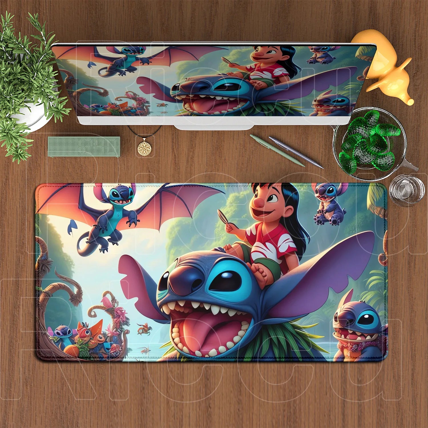 Large Gaming Mice Pad Kawaii Anime Stitch Mousepad Gamer Mausepad XXL Computer Office Speed Deskmat Keyboard Cabinet Accessories