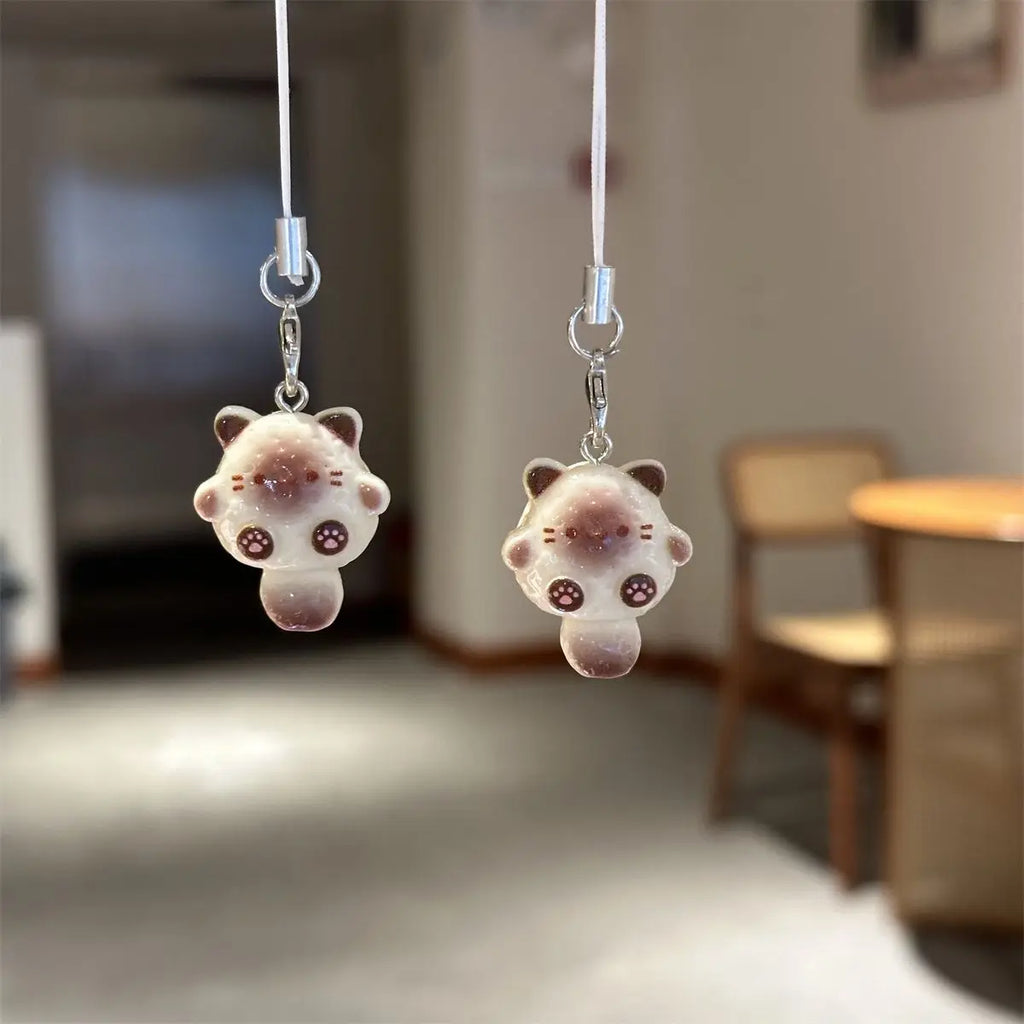 Kawaii Cat Bear Pendant Phone Keychain Cute Adorable Phone Charm Strap Keycord